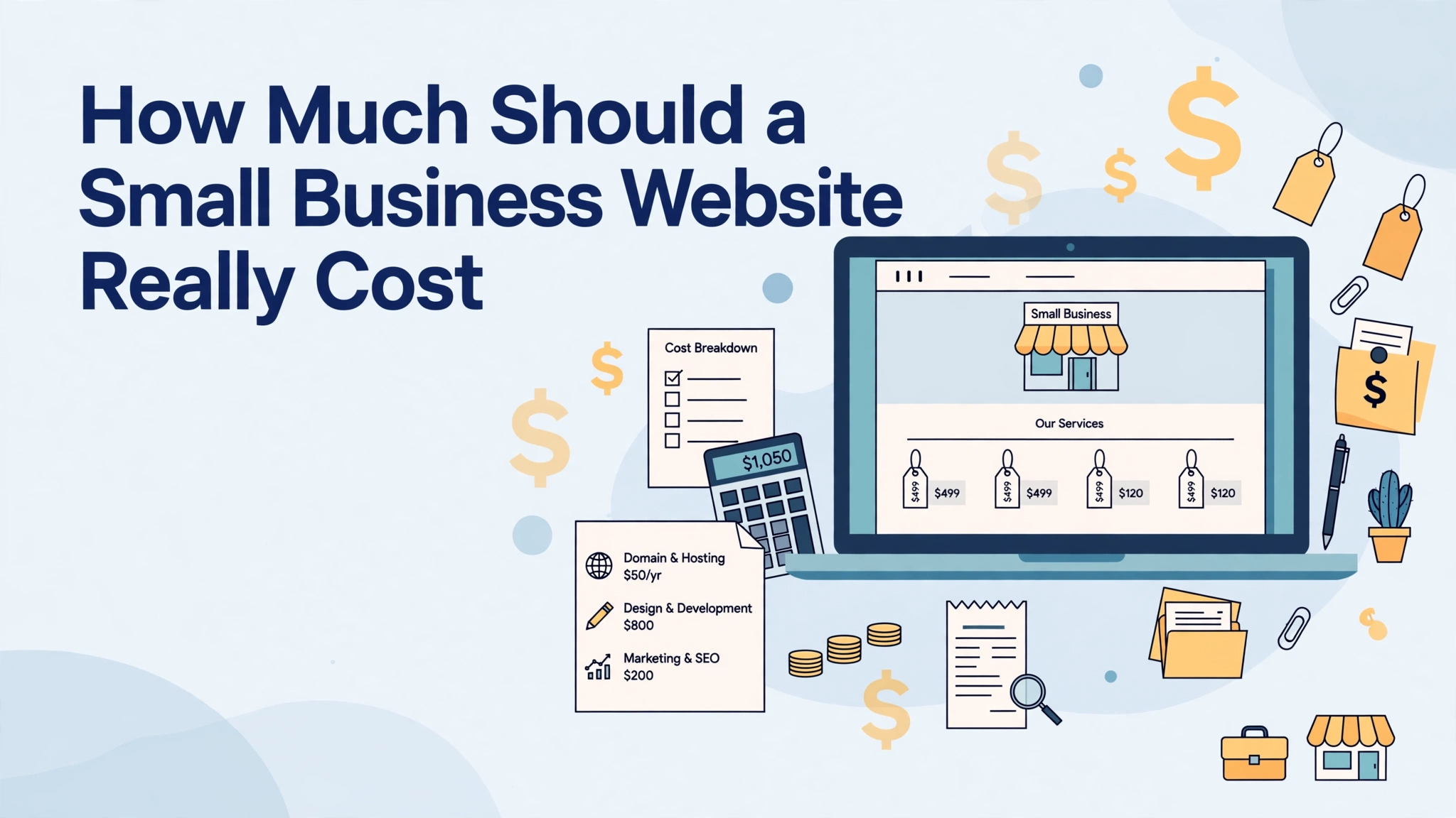 Itemised quote showing what affects website cost for a small business